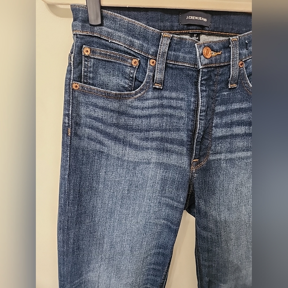 J. Crew Jeans Womens 27 Billie Demi Boot Crop High Rise Stretch Fringe Hem Denim - Picture 7 of 16